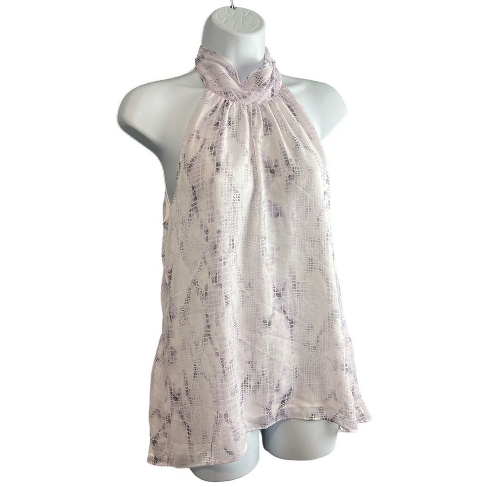 White House Black Market Snake-Print Sleeveless Bow Blouse Small Cottagecore